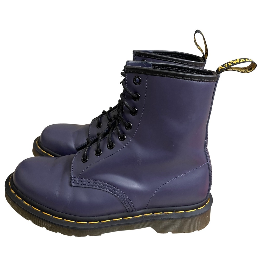 Dr. Martens 1460 Purple Smooth Leather 8-Eye Lace Up Combat Boots Womens 7